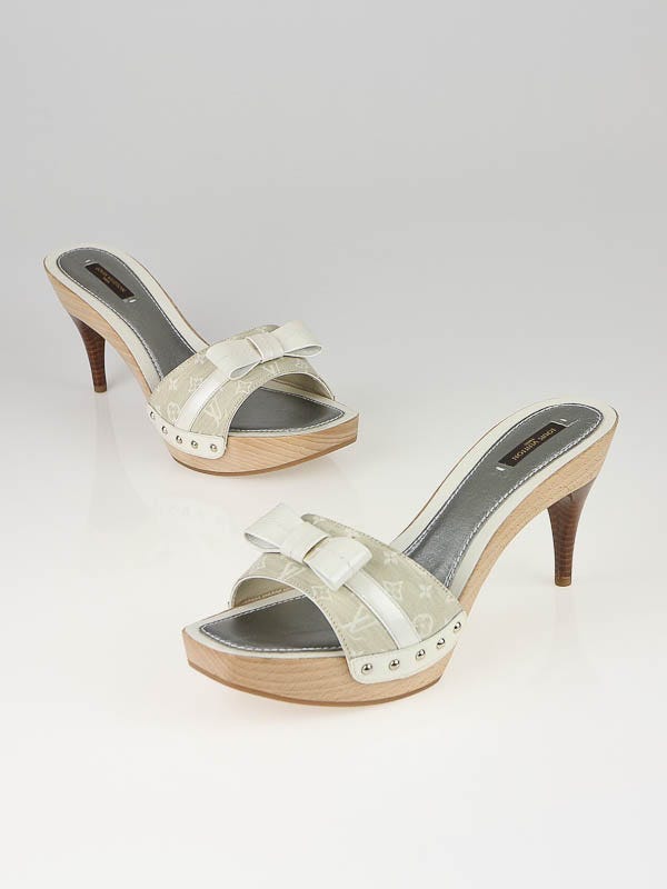 Louis Vuitton Beige Monogram Mini Lin Grenadine Open-Toe Heels Size 10.5/41