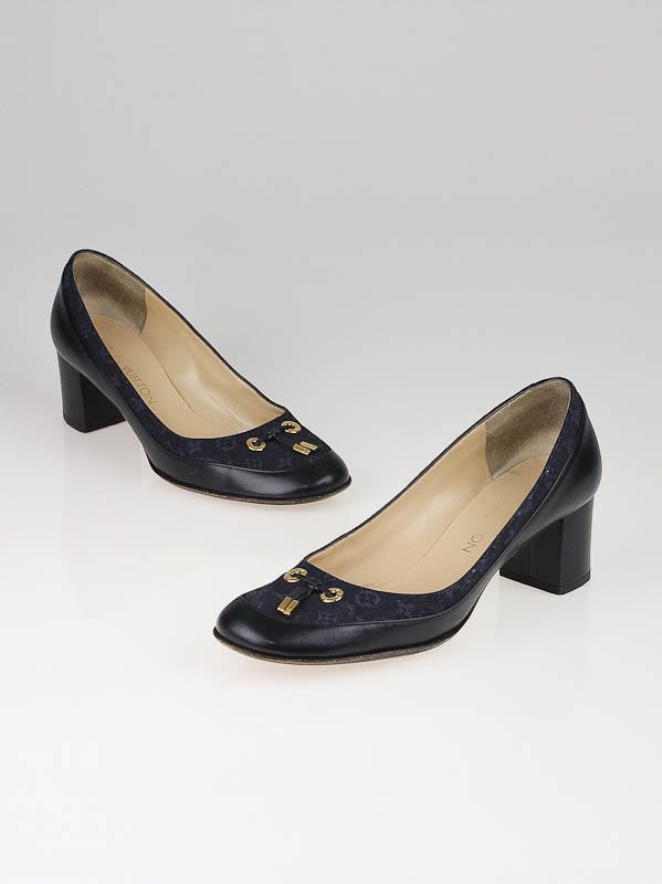 Louis Vuitton Blue Mini Lin Monogram Pumps Size 6.5/37