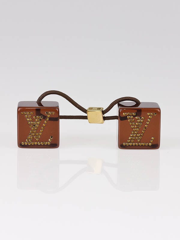 Louis Vuitton Brown Resin and Crystal Hair Cubes