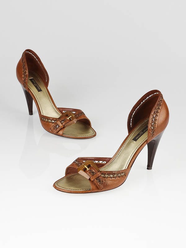 Louis Vuitton Brown Leather Lalibela Open Toe Pumps Size 9/39.5