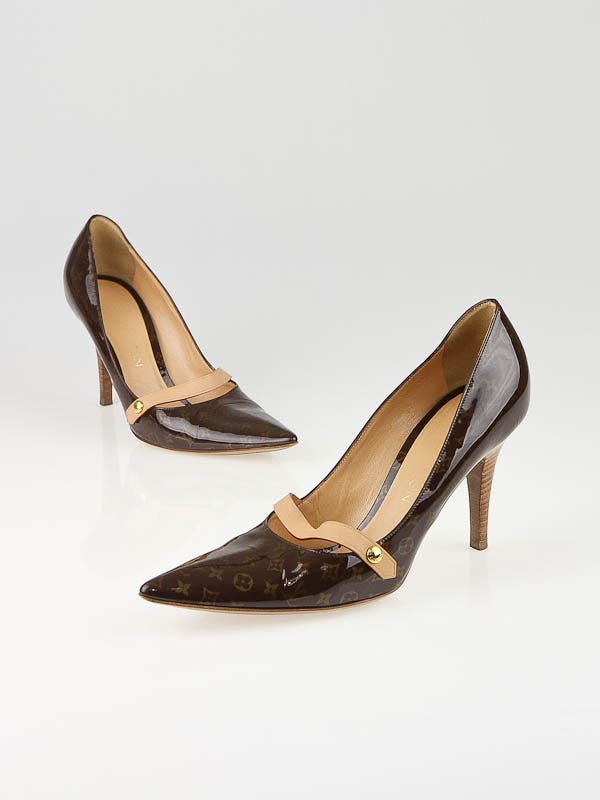 Louis Vuitton Brown Monogram Patent Leather Pumps Size 7/37.5