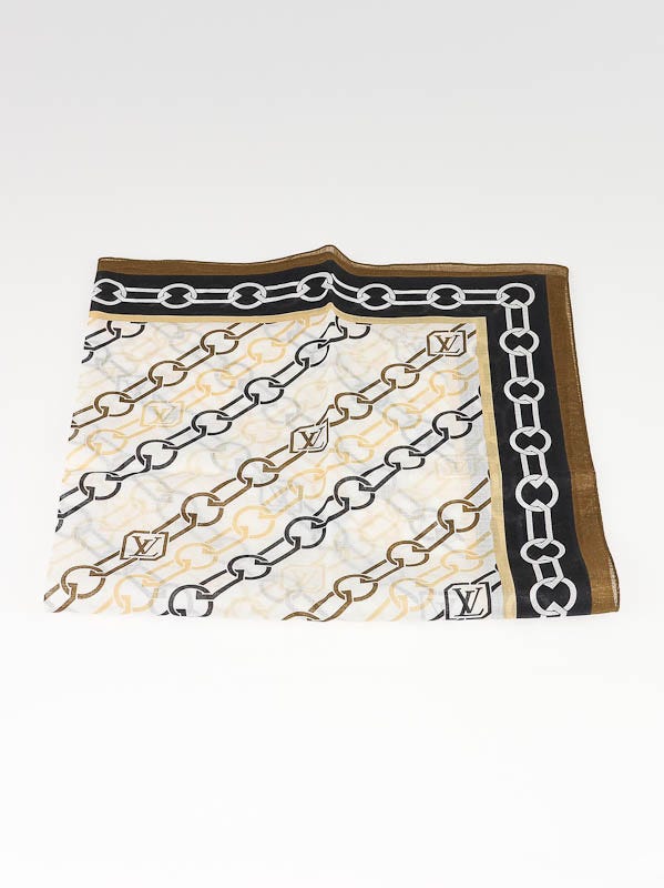 Louis Vuitton Brown Cotton Velvet Chain Bandana Scarf