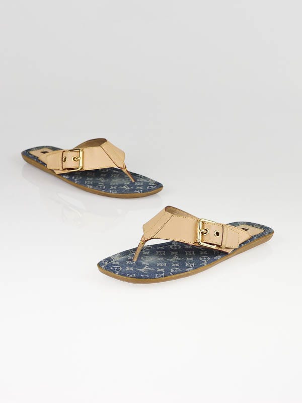 Louis Vuitton Blue Denim Monogram Denim Thong Sandals Size 8.5/39