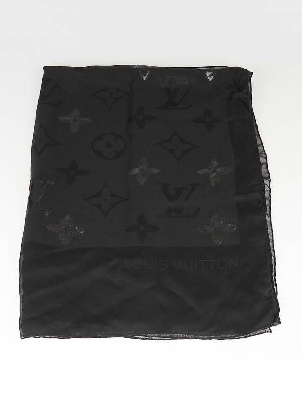 Louis Vuitton Black Silk Monogram Glitter Stole