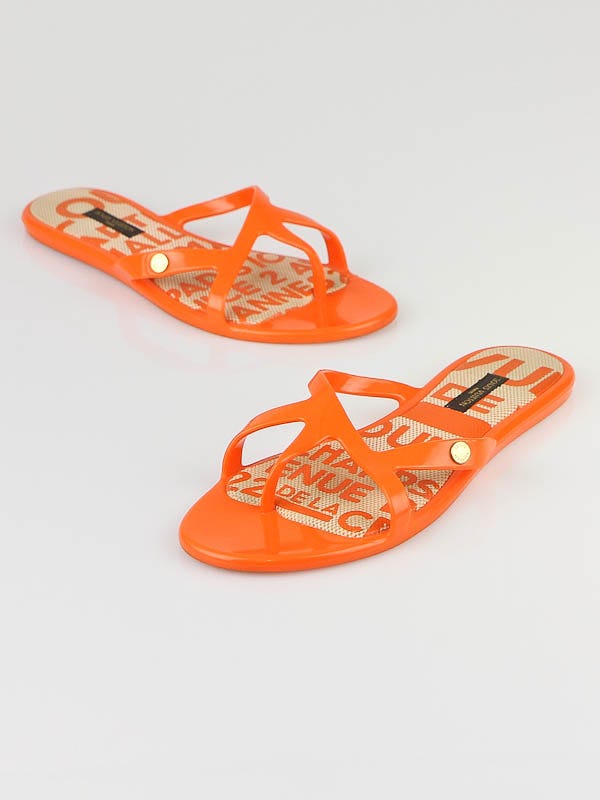 Louis Vuitton Orange Rubber Thong Sandals Size 4.5/35