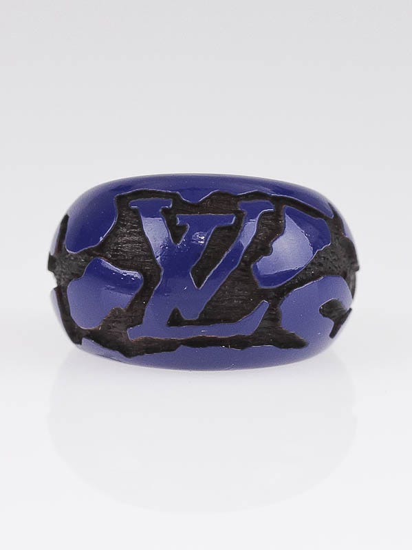 Louis Vuitton Blue Leomonogram Wood Ring Size 6