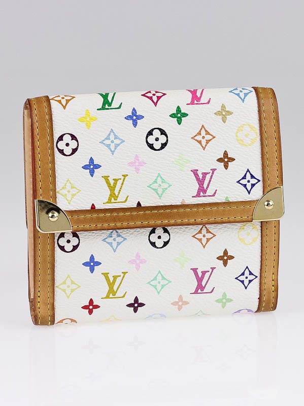 Louis Vuitton, Bags, Takashi Murakami X Louis Vuitton White Monogram  Multicolore Elise Wallet
