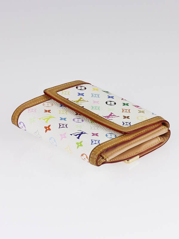 Louis Vuitton White Monogram Multicolore Elise Wallet - Yoogi's Closet