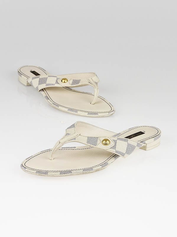 Louis Vuitton Damier Azur Canvas T-Strap Flat Sandals Size 8.5/39 - Yoogi's  Closet