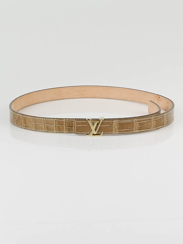 Louis Vuitton Beige Alligator Leather LV Initales Belt - Yoogi's Closet