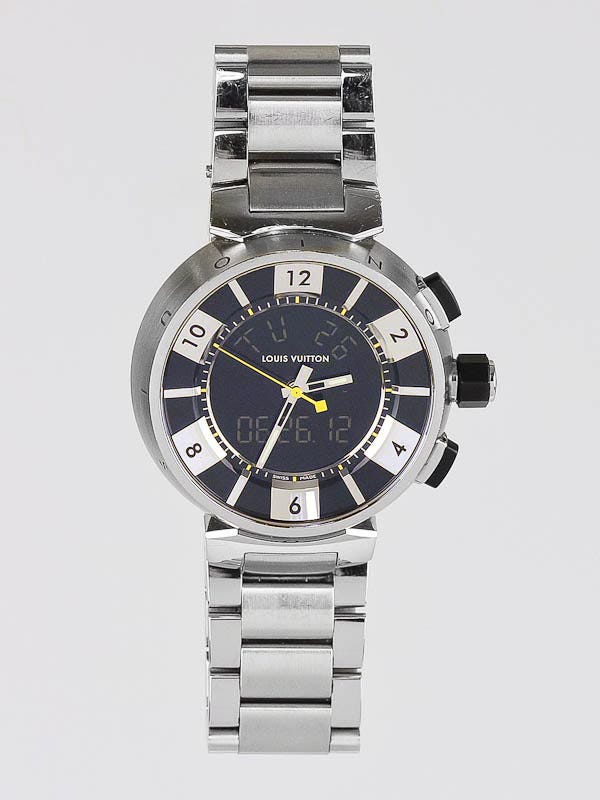 Louis Vuitton 41.5mm Tambour in Black Digital Analogic Watch - Yoogi's  Closet