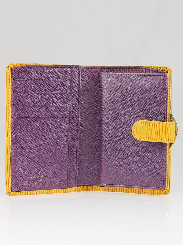 Authentic Louis Vuitton Yellow epi With purple Inside Snap Wallet