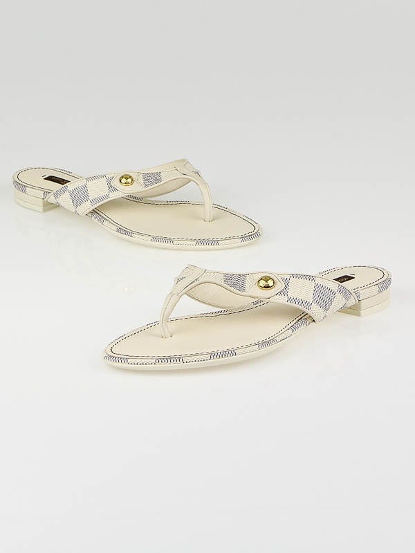 Louis Vuitton Brown/White Canvas and Rubber Bahia Thong Sandals Size 5.5/36  - Yoogi's Closet