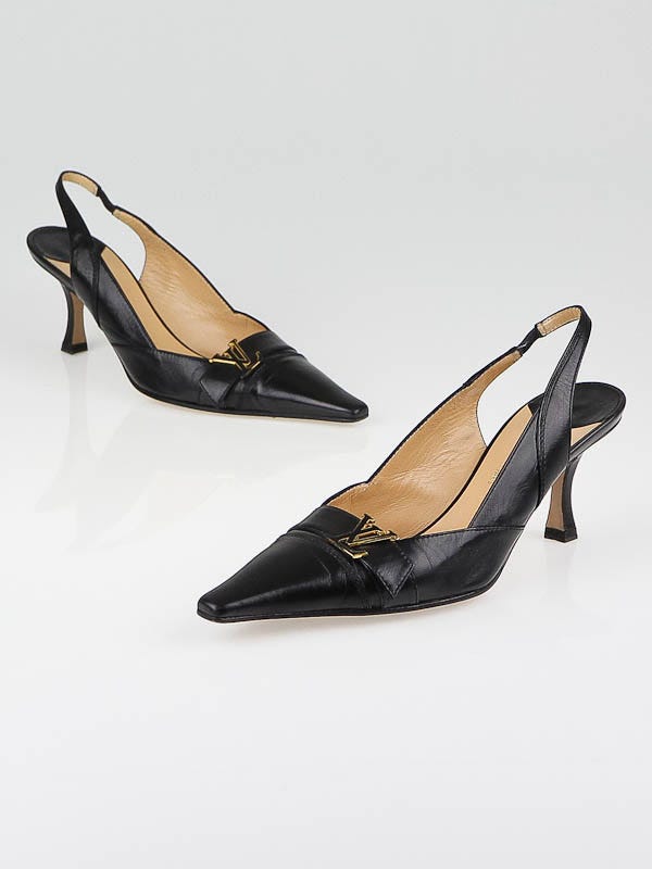 Louis Vuitton Black Leather Pointed Toe Slingback Heels Size 8/38.5 -  Yoogi's Closet