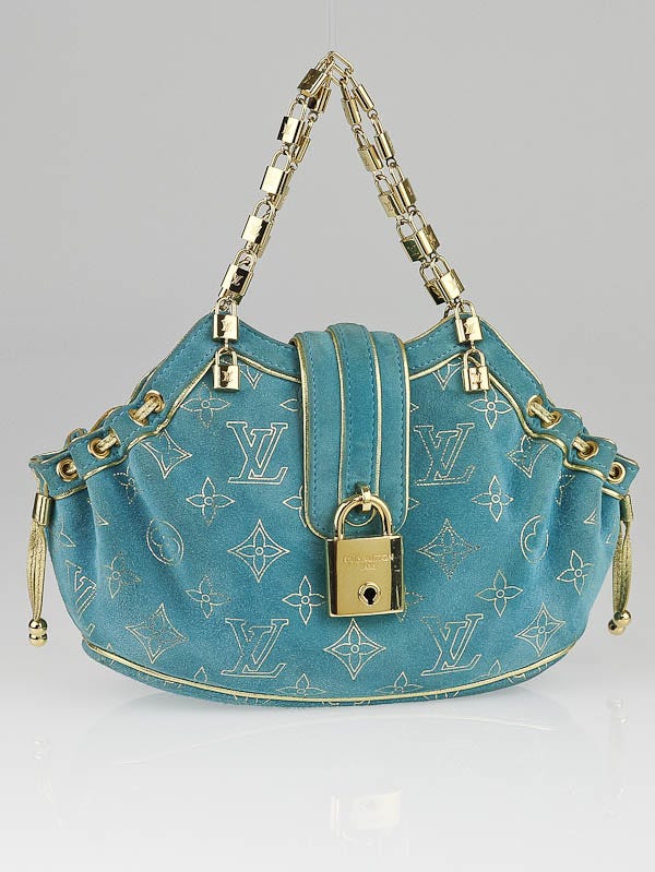 Louis Vuitton Limited Edition Turquoise Monogram Suede Theda PM Bag -  Yoogi's Closet