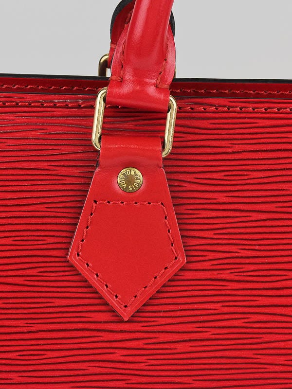 Authentic Louis Vuitton Epi Leather Red Sac Triangle Hand Bag