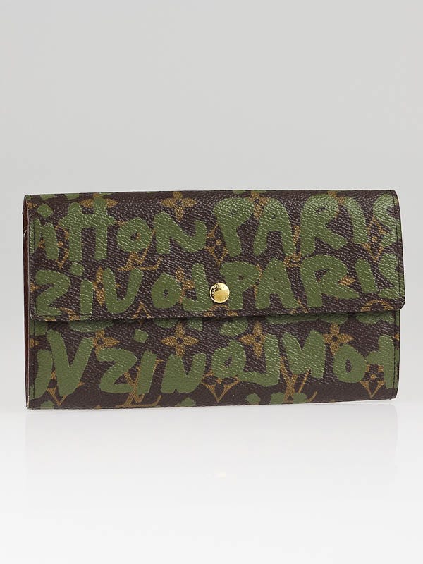 Louis Vuitton Limited Edition Khaki Graffiti Stephen Spouse Pochette Porte Monnaie Wallet