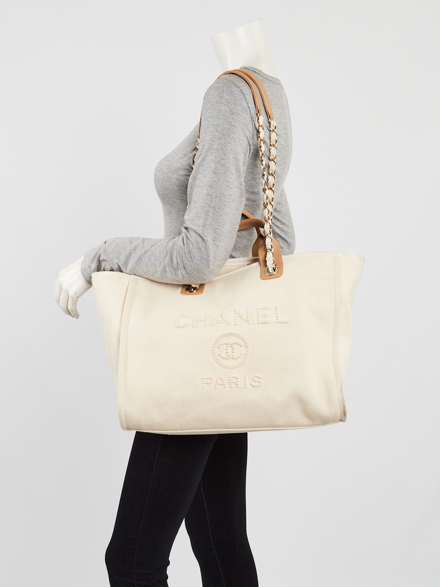 Chanel Creme Canvas Large Deauville Tote