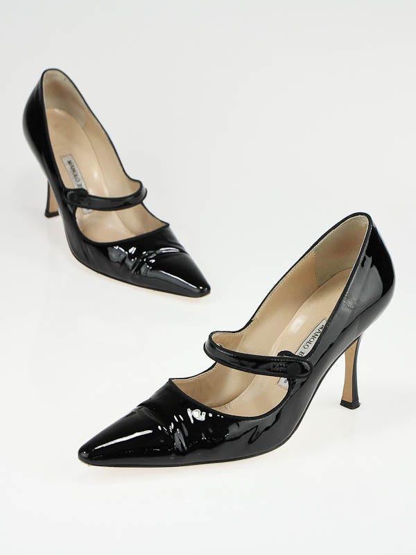 Manolo Blahnik Black Patent Leather Campari Mary Jane Shoes Size 9.5/40