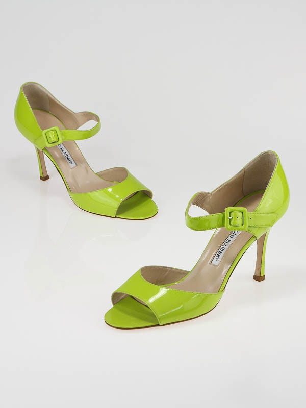 Manolo Blahnik Lime Green Leather Heels Size 8.5/39 | Yoogi's Closet