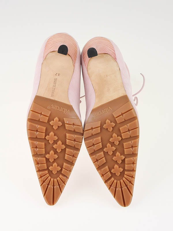 Manolo Blahnik Light Pink Suede Utility Lace Up Boots Size 6.5/37