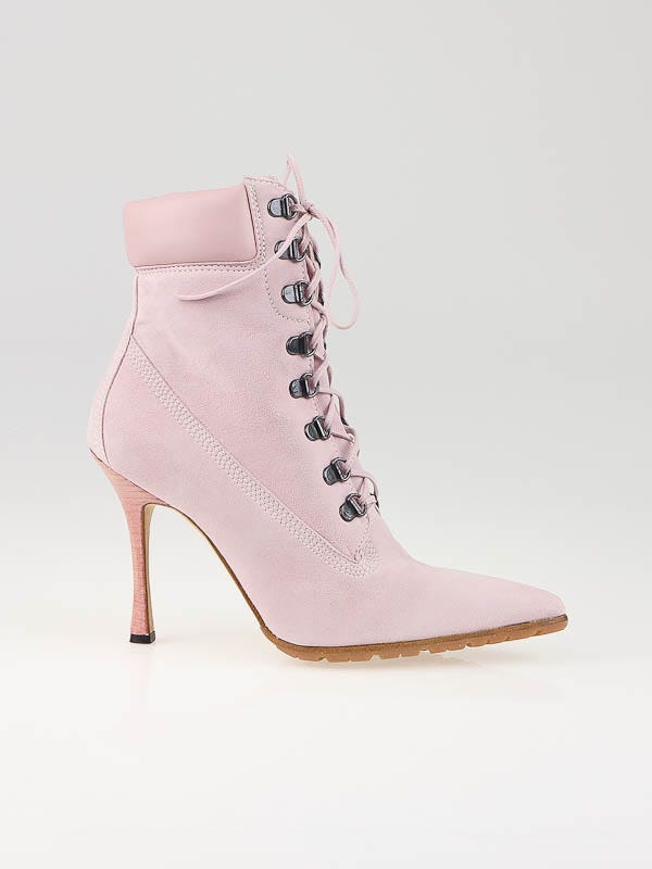 Pink suede outlet lace up boots