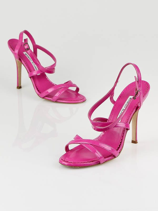Louis Vuitton Pink Patent Leather Wedge Sandals Size 8.5/39 - Yoogi's Closet
