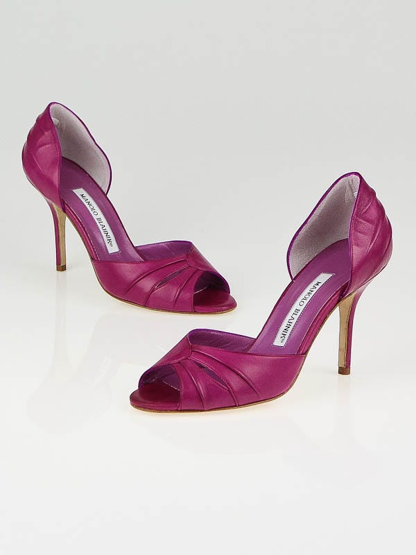 Manolo Blahnik Magenta Leather D'Orsay Heels Size 5.5/36