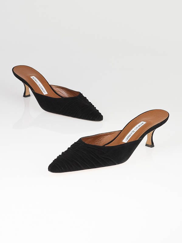 Manolo Blahnik Black Suede Mules Size 9.5/40 | Yoogi's Closet