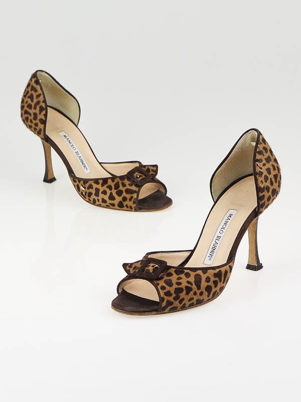 Manolo Blahnik Bronze Leather Jeweled Sandals Size 36 1/2