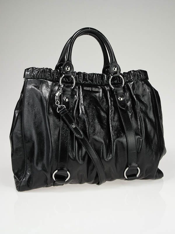 Miu Miu Black Nappa Leather Lux Large Shopping Bag | Yoogi's Closet
