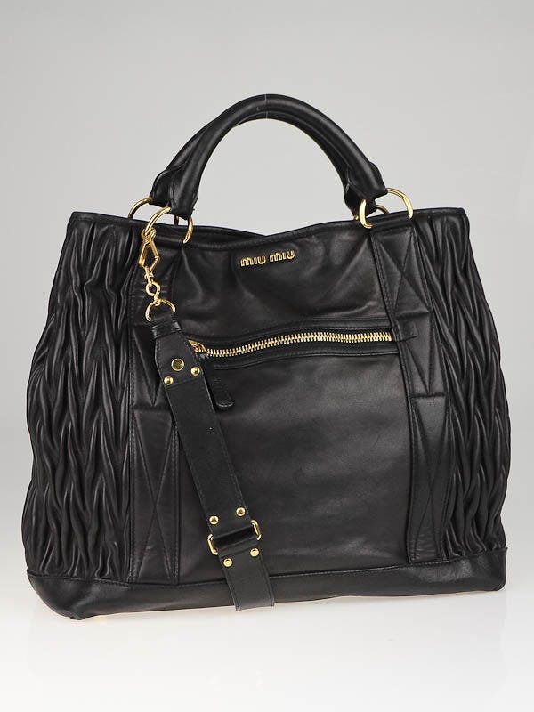 Miu MIu Black Leather Vitello Lux Large Tess Tote Bag | Yoogi's Closet