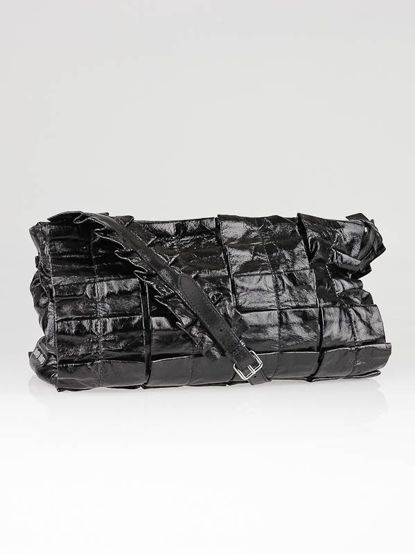 Miu Miu Black Leather Vitello Lux Pleated Shoulder Bag | Yoogi's