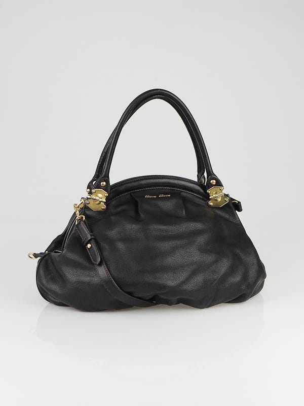 Miu Miu Black Soft Calf Leather Frame Top Bag