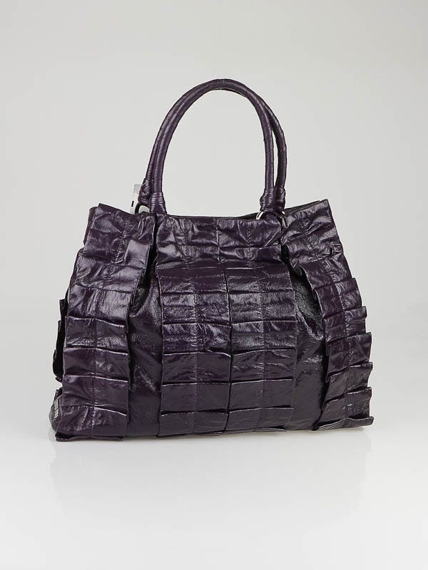 Miu Miu Violet Purple Leather Vitello Lux Pleated Tote Bag
