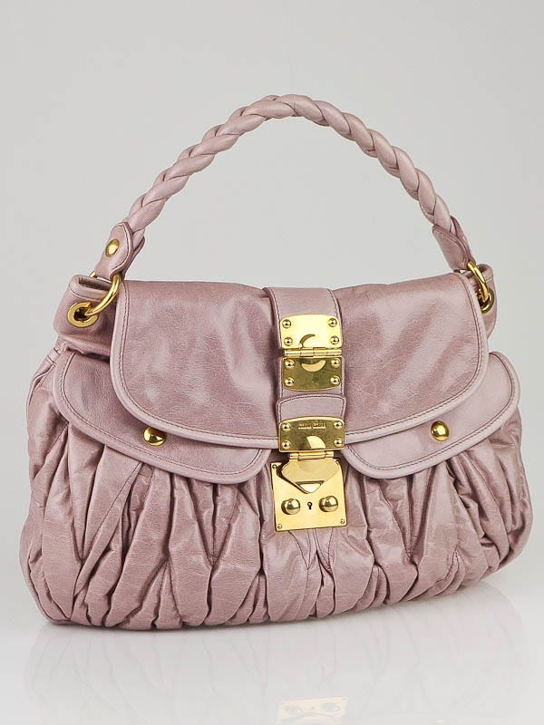 Miu Miu Light Pink Leather Coffer Matelass‚ Hobo Bag