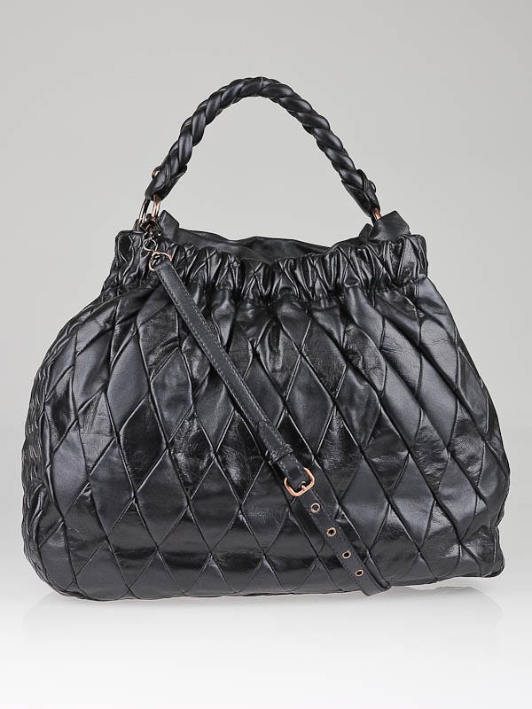 Miu Miu Anthracite Leather Harlequin Patchwork Bag