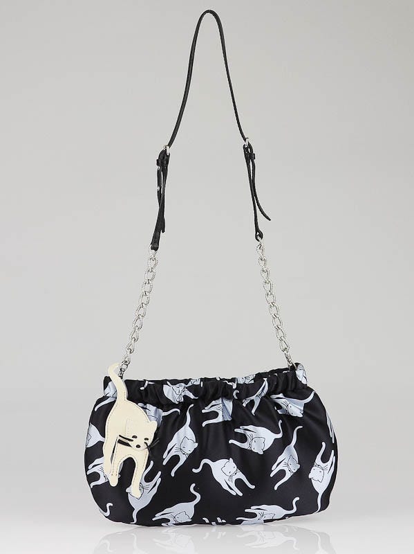 最新エルメス Miu Miu Black Satin Duchesse Cat Evening Bag 5N1563 パンツ