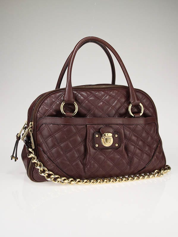 Marc Jacobs Cognac Quilted Leather Bowler Bag