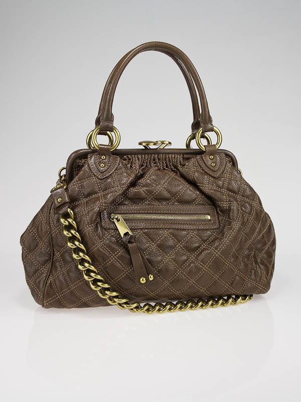 Marc Jacobs Brown Classic Quilted Calfskin Leather Stam Bag