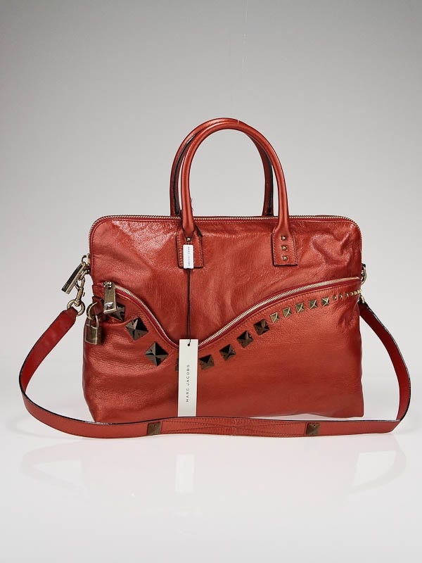 Marc Jacobs Red Leather Rio Studded Satchel Bag