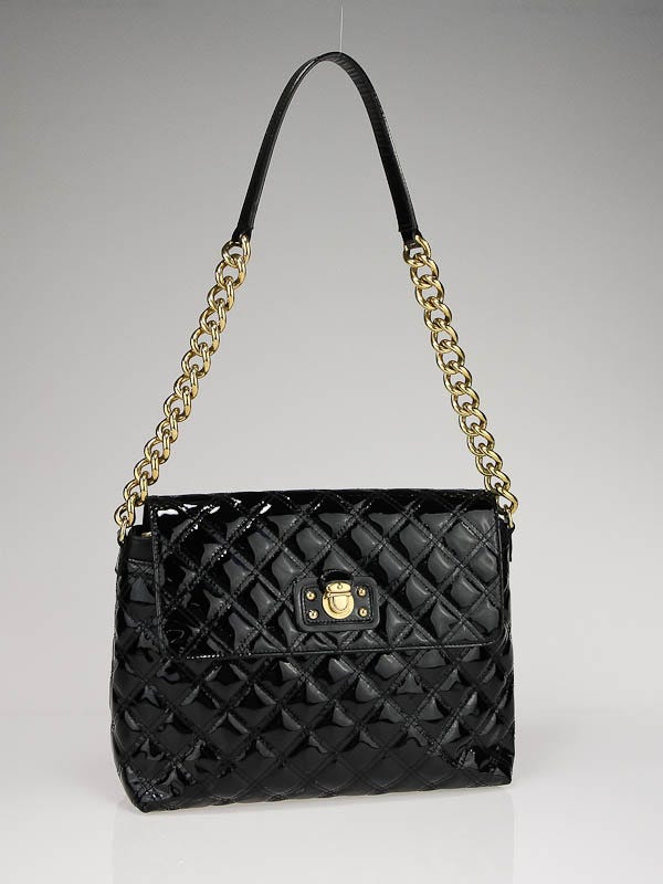 Marc Jacobs Black Patent Quilted Leather XL Single Bag - Yoogi's