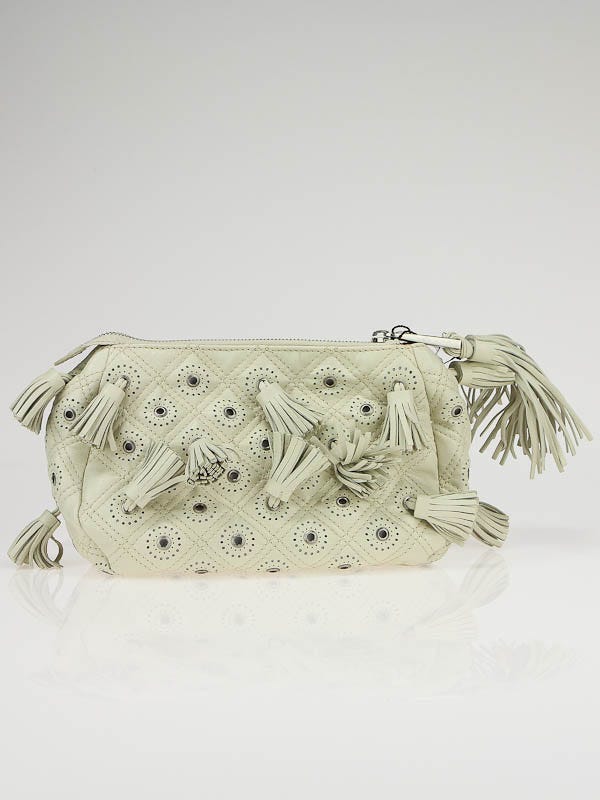 Marc Jacobs Ivory Quilted Leather Dancer Peasant Pouch Clutch Bag
