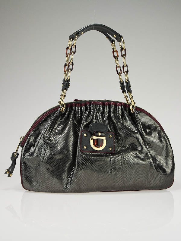 Marc Jacobs Anthracite Python Capra Satchel Bag | Yoogi's Closet Marc Jacobs Anthracite Python Capra Satchel Bag | Yoogi's Closet