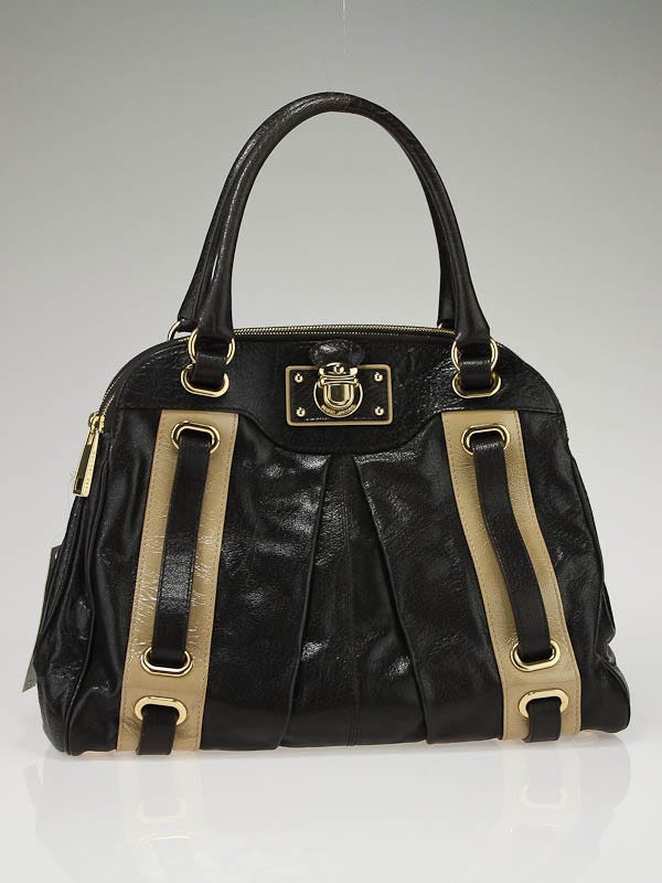 Marc Jacobs Dark Brown Leather Striping Hudson Bag