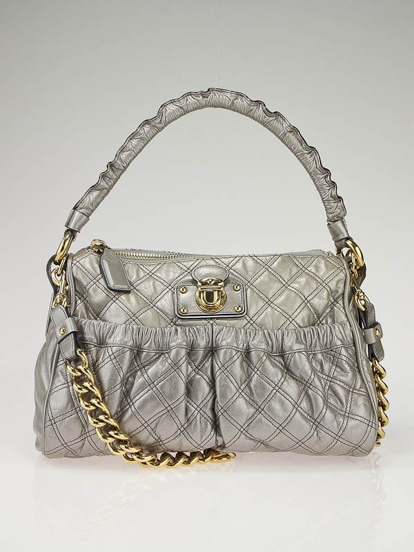 Marc Jacobs Silver Quilted Leather Julianne Stam Bag