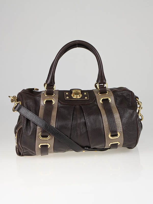 Marc Jacobs Burgundy Leather Striping Trish Bowler Bag