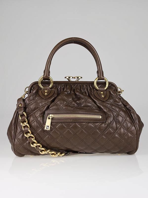 Marc Jacobs Brown Classic Quilted Leather Stam Bag