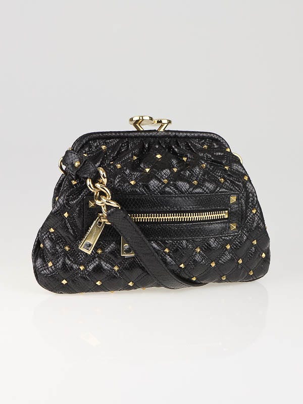 100% Authentic Marc Jacobs Black Quilted Stam Kiss Lock Bag