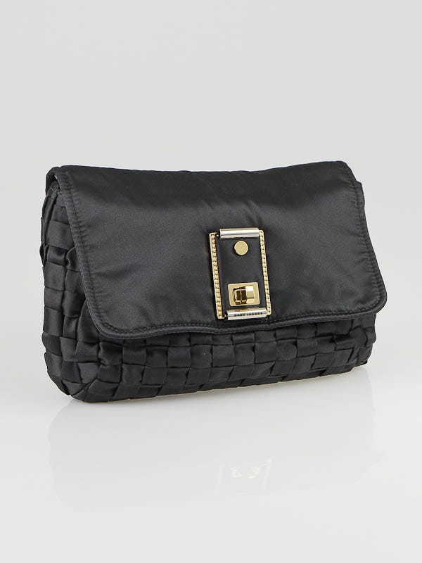 Marc Jacobs Black Woven Satin Hutton Clutch Bag